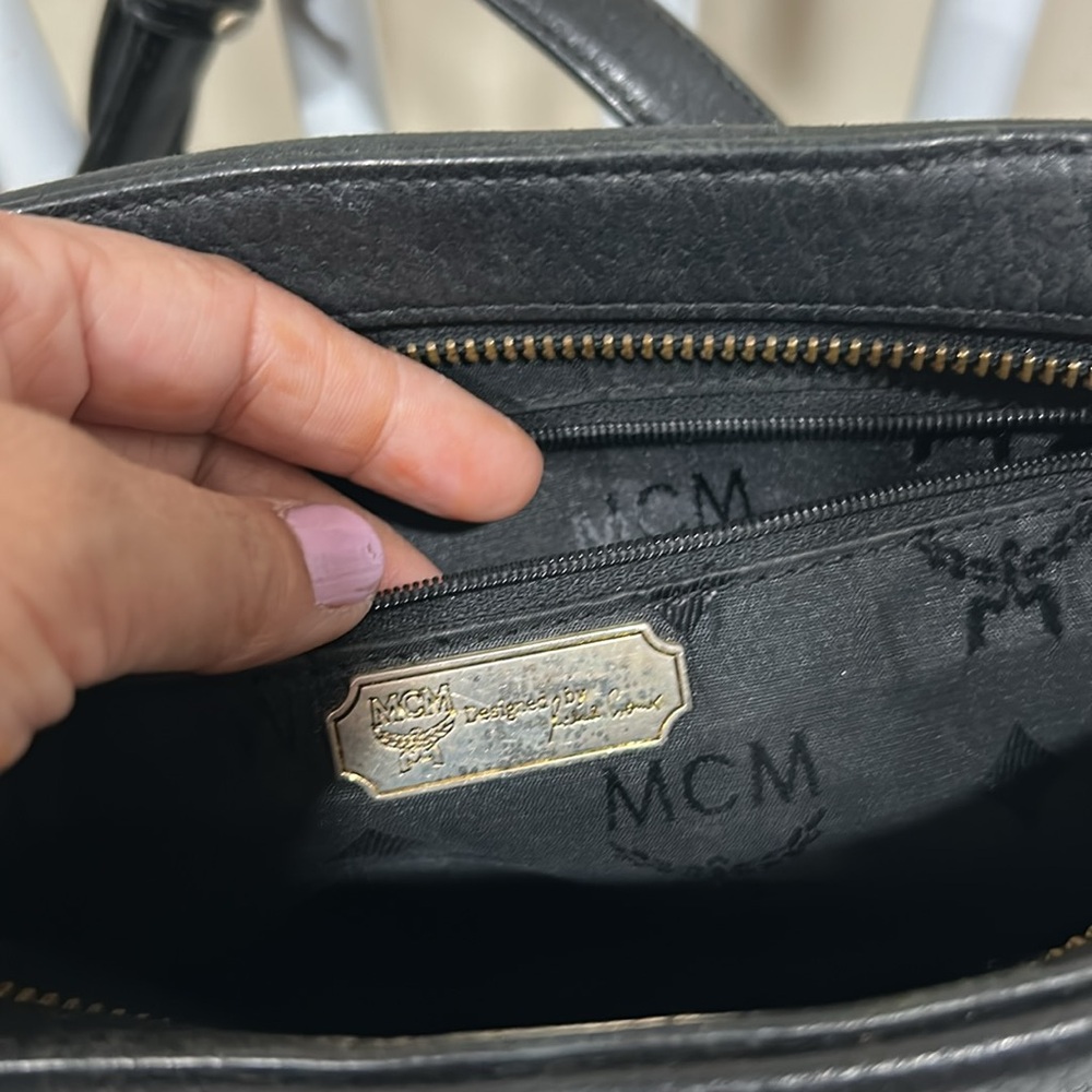 MCM Black Leather Crossbody Bag with Gold Accents - Picture 5 of 9